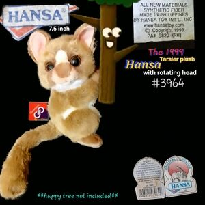 1999 "Cute" Hansa Tarsier plush Plushy with rotatable head -see video- #3964